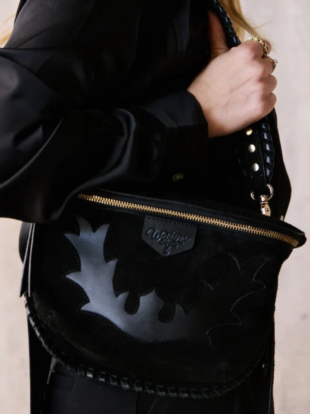 Black Suede and Leather Bag by WESTERN and CO - NEW